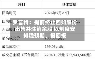 罗普特：提前终止回购股份出售并注销余股 以制度安排稳预期、提回报-第3张图片