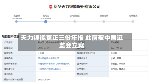 天力锂能更正三份年报 此前被中国证监会立案-第3张图片