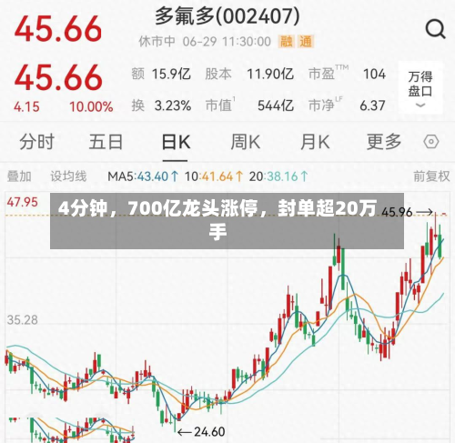 4分钟	，700亿龙头涨停，封单超20万手-第2张图片