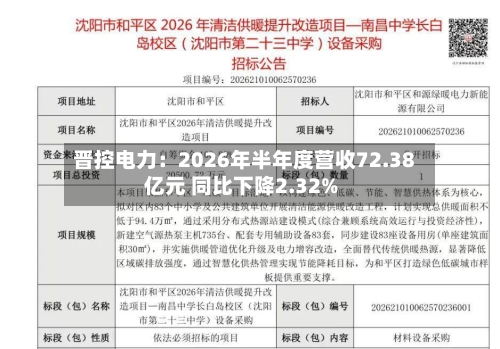 晋控电力:2026年半年度营收72.38亿元 同比下降2.32%-第2张图片
