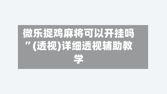 微乐捉鸡麻将可以开挂吗”(透视)详细透视辅助教学-第2张图片