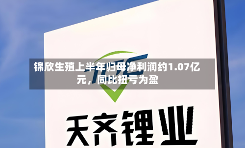 锦欣生殖上半年归母净利润约1.07亿元，同比扭亏为盈