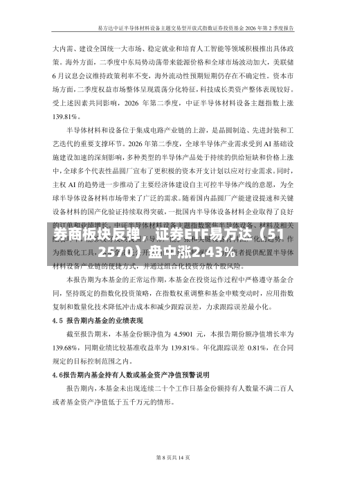 券商板块反弹	，证券ETF易方达（512570）盘中涨2.43%-第2张图片