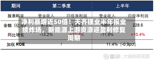 净利暴增近50倍！天齐锂业半年报业绩炸场，新能源上游资源迎盈利修复周期-第2张图片