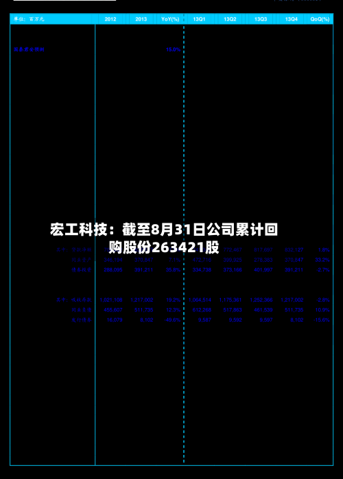 宏工科技：截至8月31日公司累计回购股份263421股-第1张图片