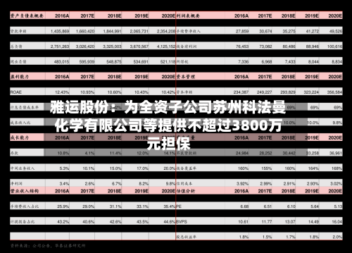 雅运股份:为全资子公司苏州科法曼化学有限公司等提供不超过3800万元担保-第3张图片