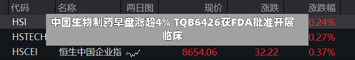 中国生物制药早盘涨超4% TQB6426获FDA批准开展临床-第3张图片