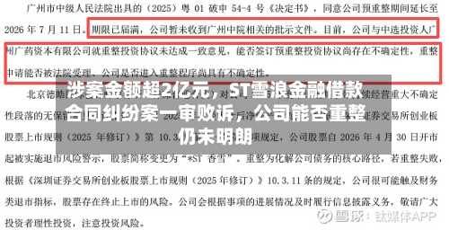 涉案金额超2亿元，ST雪浪金融借款合同纠纷案一审败诉，公司能否重整仍未明朗