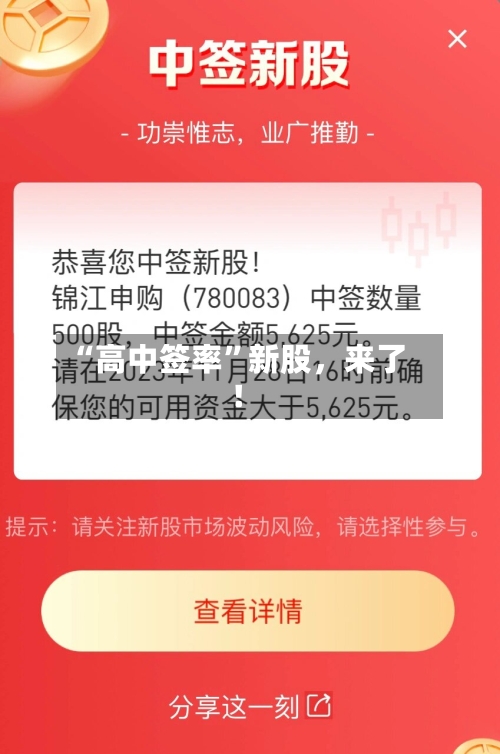 “高中签率”新股，来了！