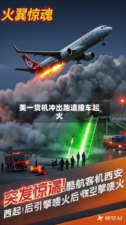 美一货机冲出跑道撞车起火-第2张图片