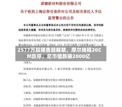 2577万股限售股解禁	，摩尔线程20CM跌停，总市值跌破2000亿-第2张图片