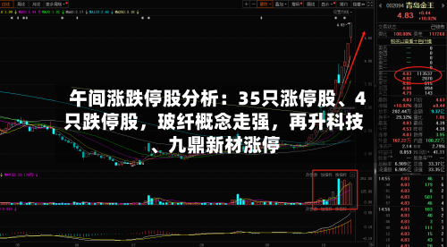 午间涨跌停股分析：35只涨停股、4只跌停股	，玻纤概念走强，再升科技、九鼎新材涨停-第2张图片