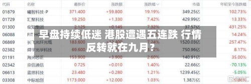 早盘持续低迷 港股遭遇五连跌 行情反转就在九月?-第2张图片