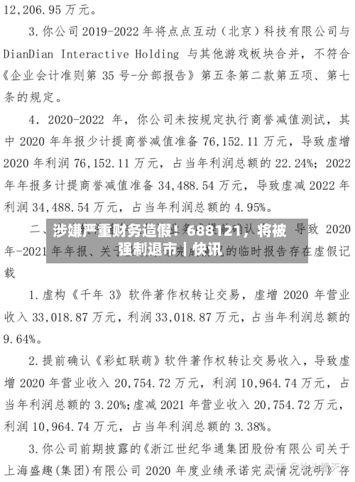 涉嫌严重财务造假！688121	，将被强制退市｜快讯-第3张图片