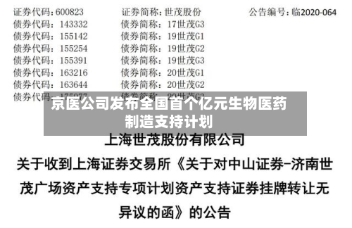 京医公司发布全国首个亿元生物医药制造支持计划-第2张图片