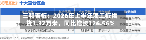 三和管桩：2026年上半年海工桩供货1.32万米，同比增长126.56%-第2张图片