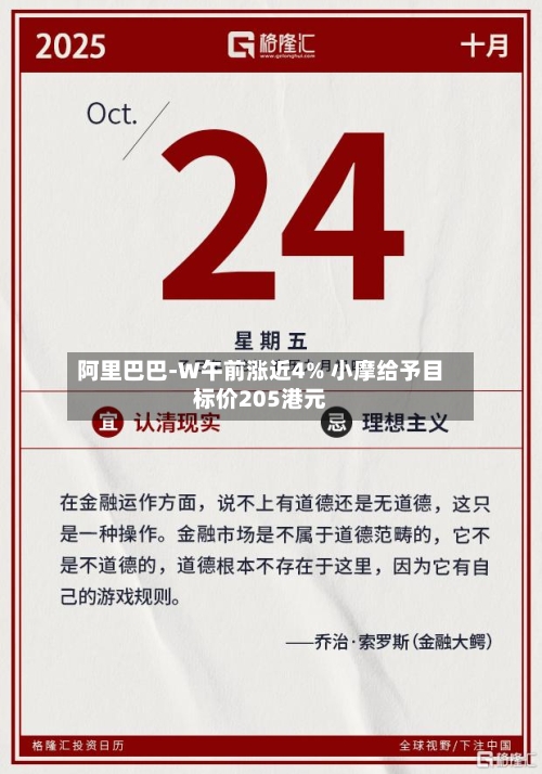 阿里巴巴-W午前涨近4% 小摩给予目标价205港元-第2张图片