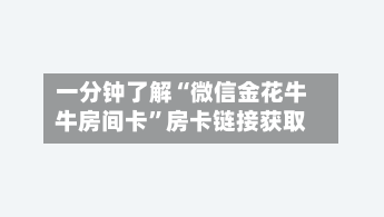一分钟了解“微信金花牛牛房间卡”房卡链接获取