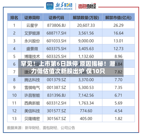 罕见!上市第6日跌停 原因揭秘!潜力低估值次新股出炉 仅10只-第3张图片