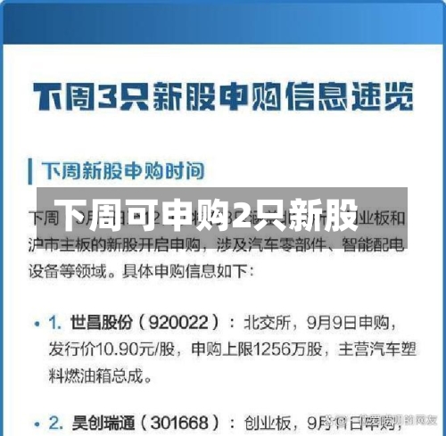 下周可申购2只新股