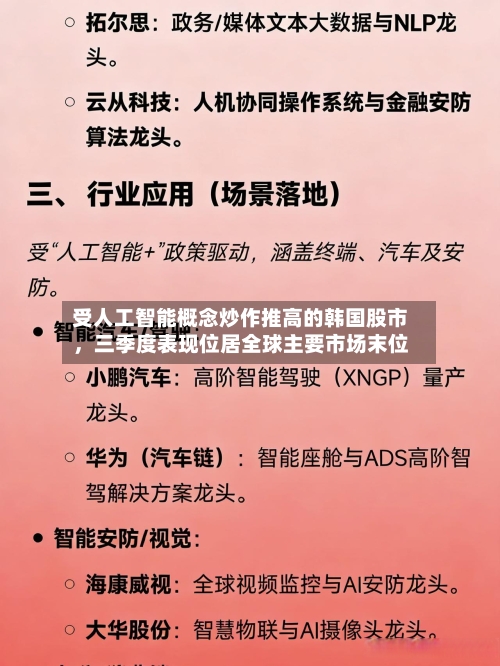 受人工智能概念炒作推高的韩国股市，三季度表现位居全球主要市场末位-第2张图片