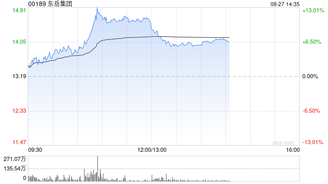 东岳集团午前涨近11% 中期溢利10.27亿元同比增加31.84%
